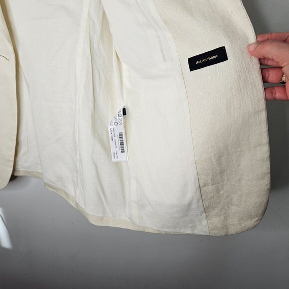 Massimo Dutti 100% Linen Blazer Sz 6 Off White Cream  Ecru Oversize - Picture 7 of 13
